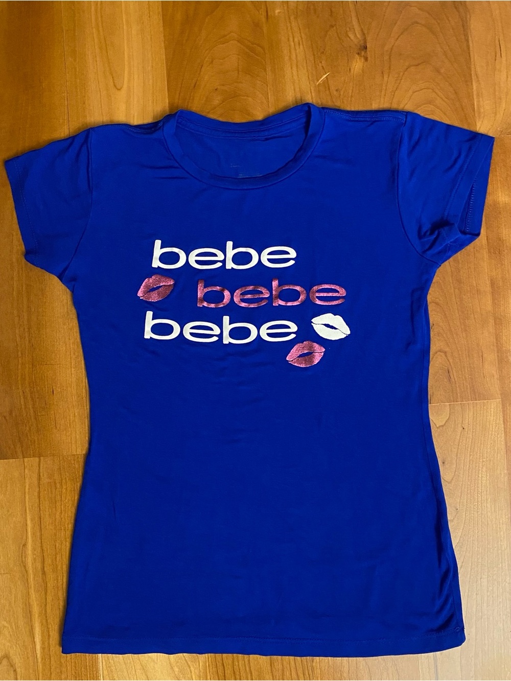 Bebe Royal Blue Fitted Short Sleeve Tee